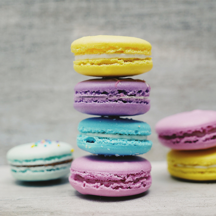 colourful macarons stacked on top of each other